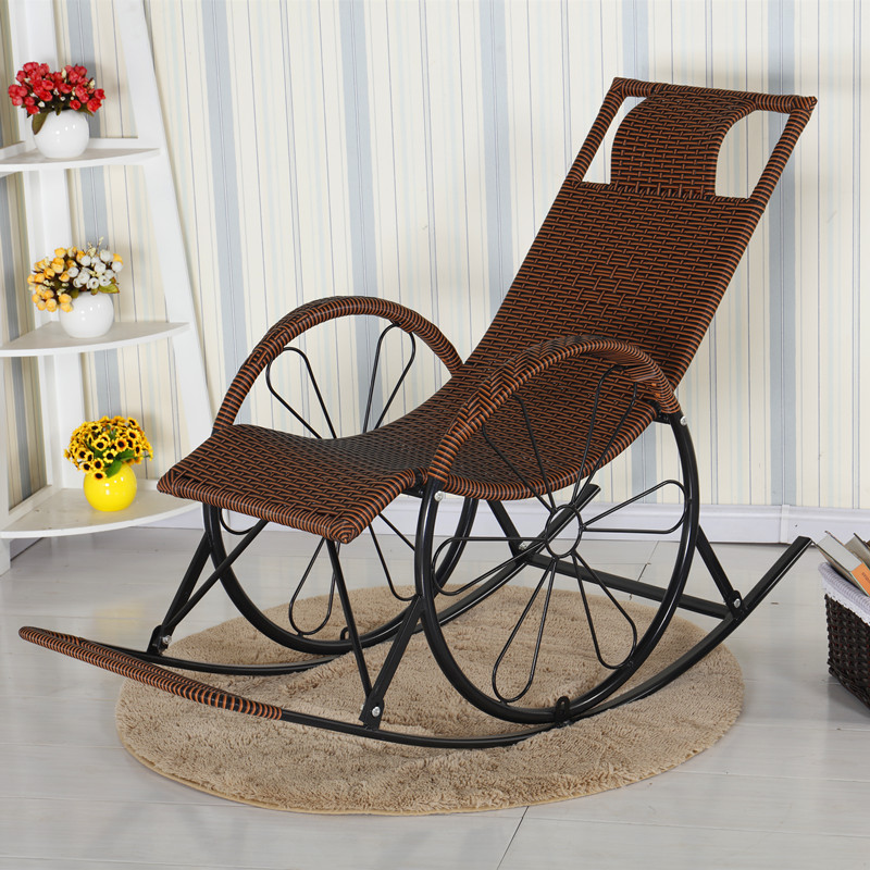 Ergonomic Wicker Front Porch Rocking Chairs with Rear Back, Stationary - image 4