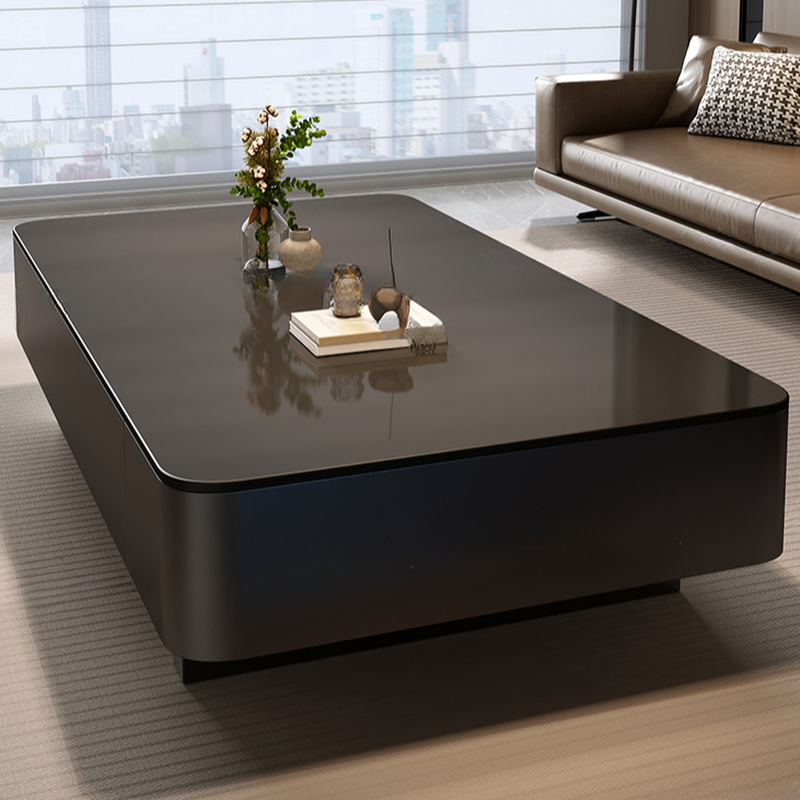 Rectangular Side Table with Twin Support Base, Rawhide Upholstery, and 2 Drawers - image 12