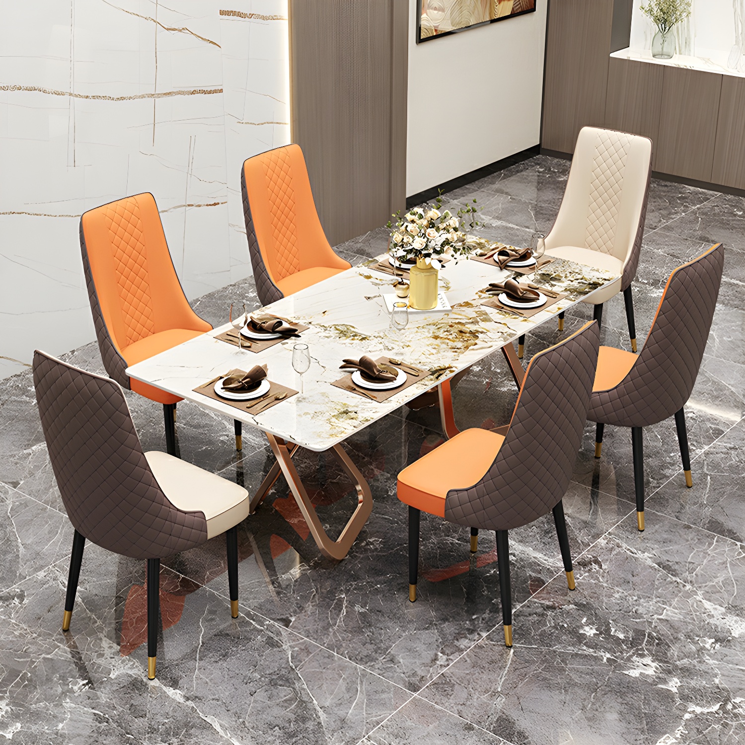 Comfortable and Stylish Faux Leather High Back Upholstered Chair for Kitchen and Dining - image 9