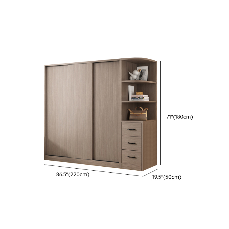 Sleek Natural Finish Modern Wooden Standalone Wardrobe Closet with Soft Close Features and Hanging Rod - image 29