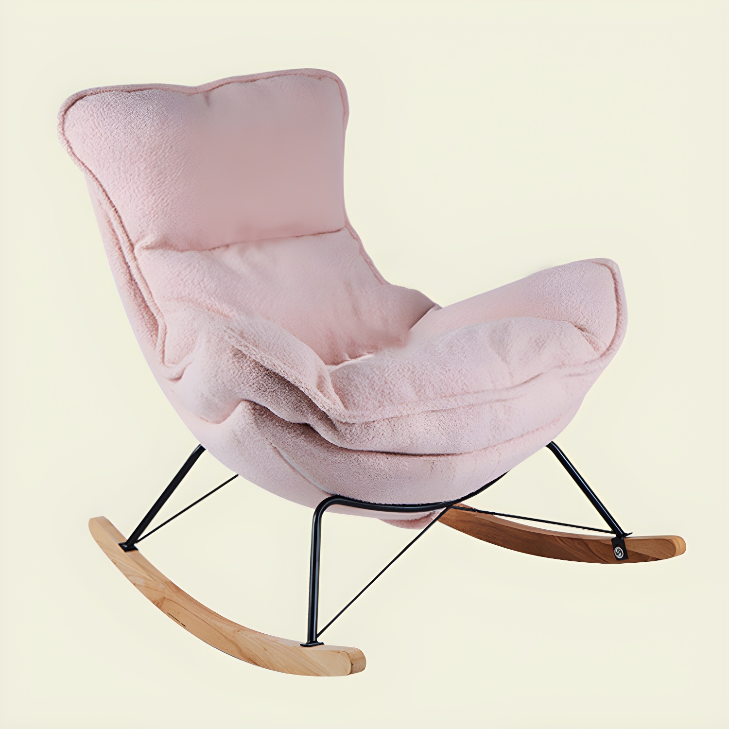 Contemporary Rocking Chair Fabric Upholstered Tufted Wing Chair Back Baby Rocking Chair - image 9