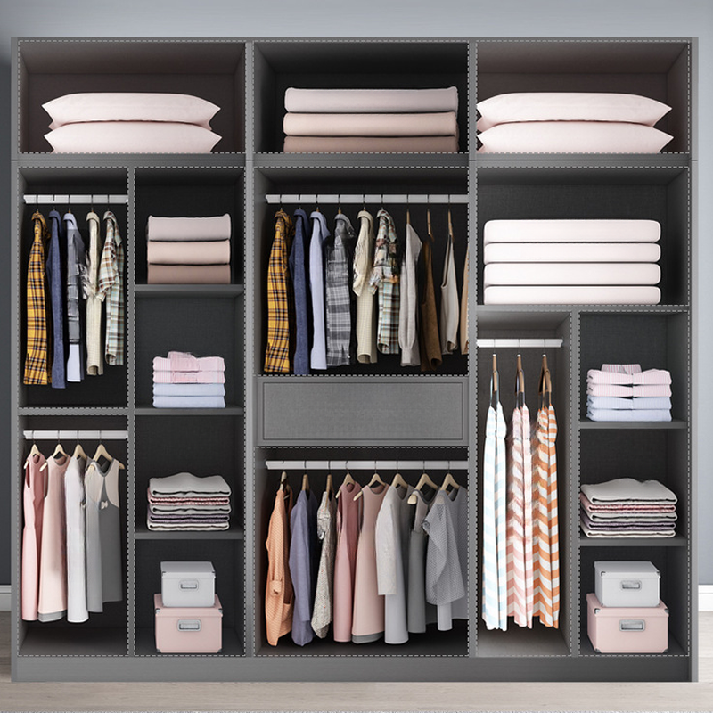 Trendy Dove Grey Wooden Wardrobe with Interior Shelves, Soft Close Door & Hanging Rod - image 3