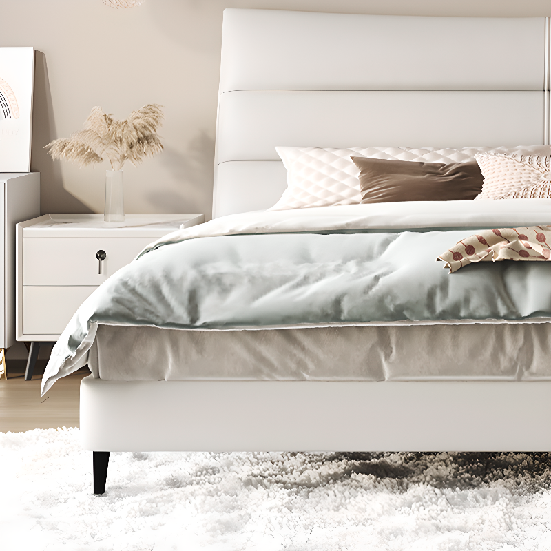 Solid Color Timber Framed Platform Bed With Storage/Panel Bed for Bedroom - image 3