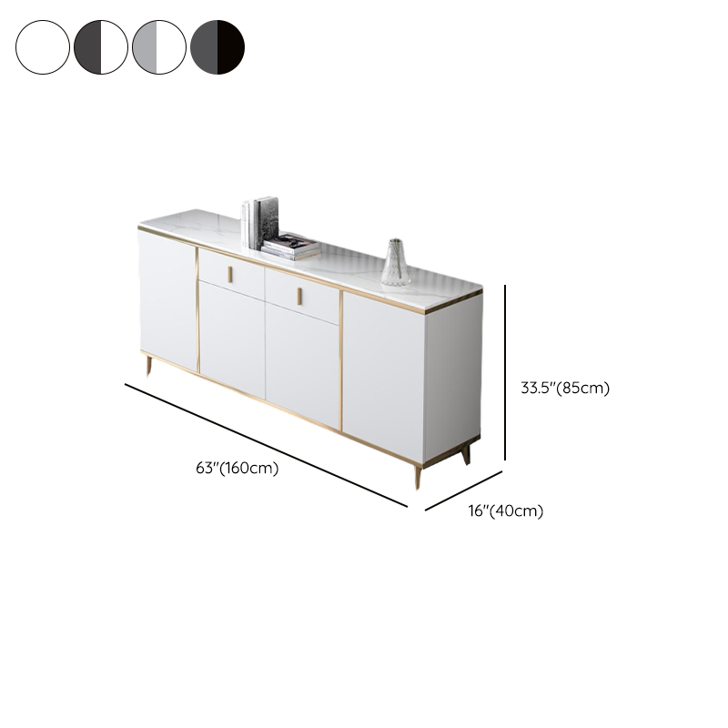 Art Deco Sideboard with 2 Drawers, Narrow/Standard Size, 3 Shelves, Sintered Stone Countertop, 4/3 Doors, Self-supporting - image 12