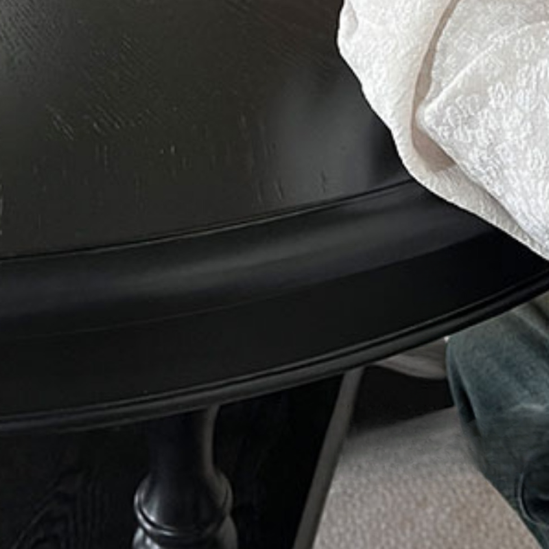 Minimalist Dark Wood Dining Table Set with Wood Slab, 4 Legs, Padded Chair, and Back - image 6