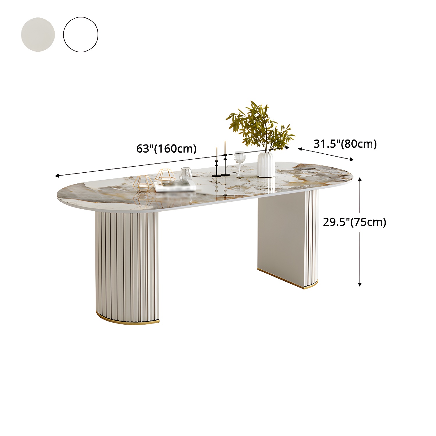 Glam 1/2/5/6/7 Pieces Dining Set Oval Sintered Stone Dining Table Set - image 12