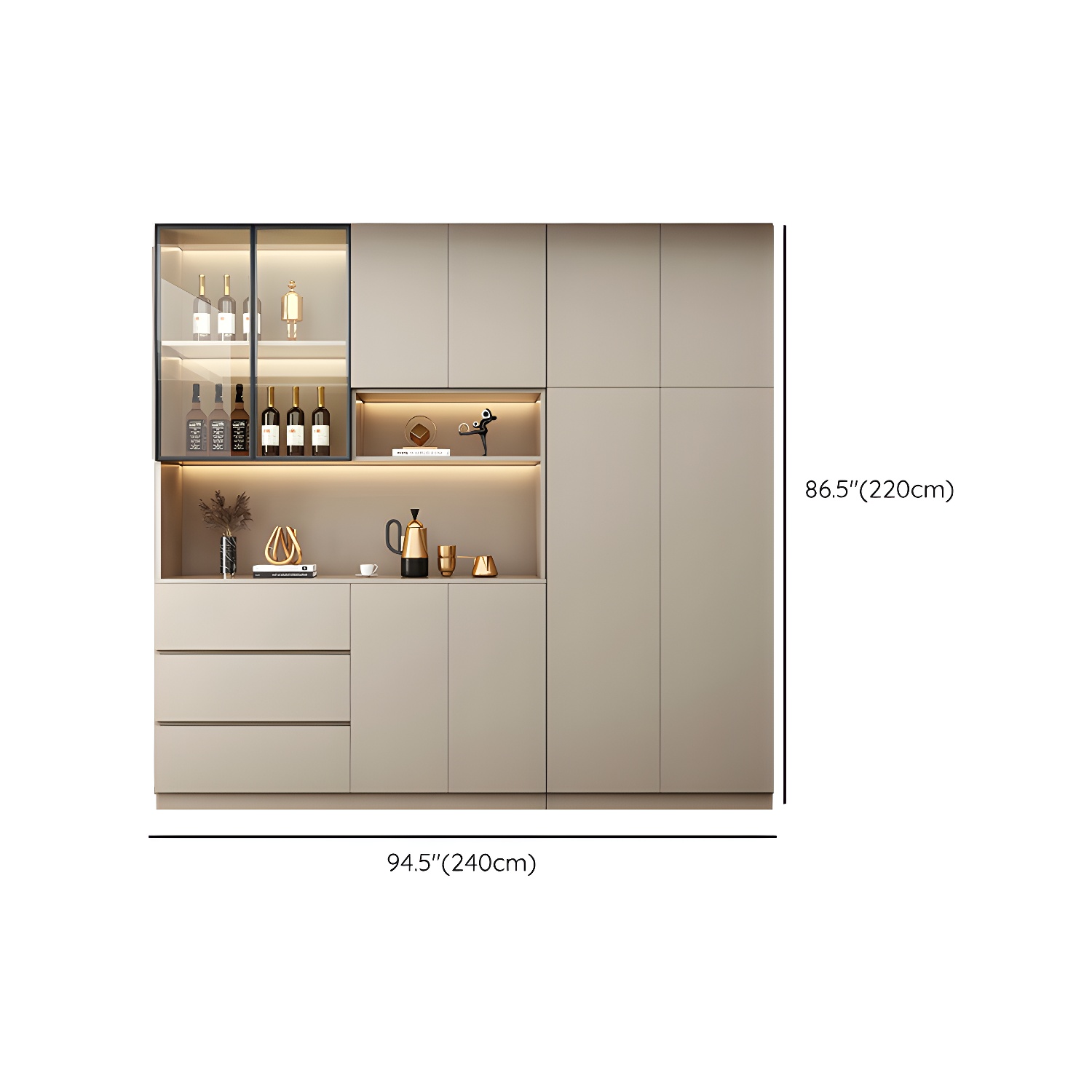 Contemporary Champagne Engineered Wood Shelves Included Sideboard with Doors - image 21