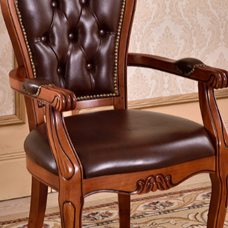 Modern Simple Style Queen Anne Upholstered Arm Chair with Arms, Walnut Timber Legs - image 8