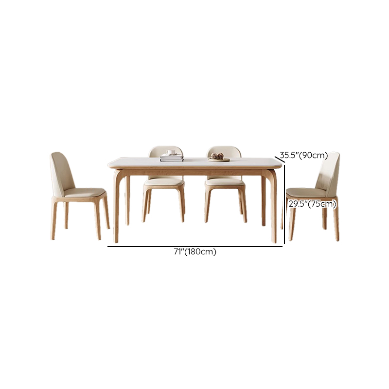Dining Table Set with Slate Stone Fixed Table, Padded Chair Back for 6 People in White - image 16