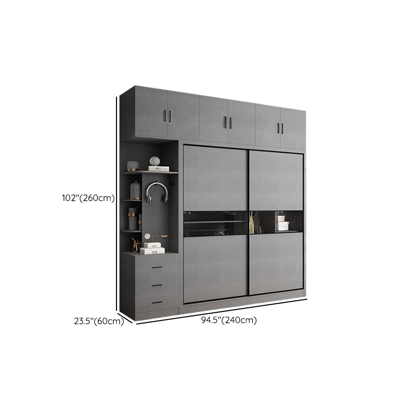 Dove Grey Modish Manufactured Wood Armoire Cabinet with Soft Close Drawer, Soft Close Door, Interior Shelves, and Clothing Rod - image 16