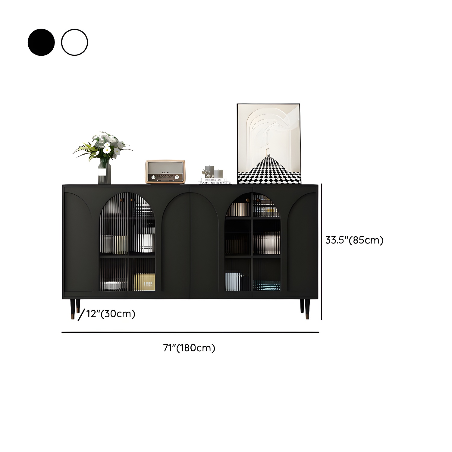 Wooden Modern Glass Door Kitchen Sideboard with Adjustable Shelving - image 18