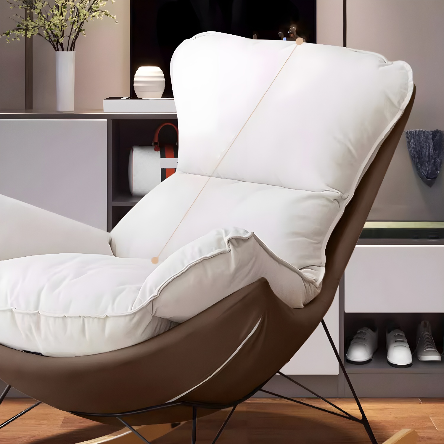 Stylish and Comfortable Modern Upholstered Rocking Chair with Removable Back Cushion - image 14