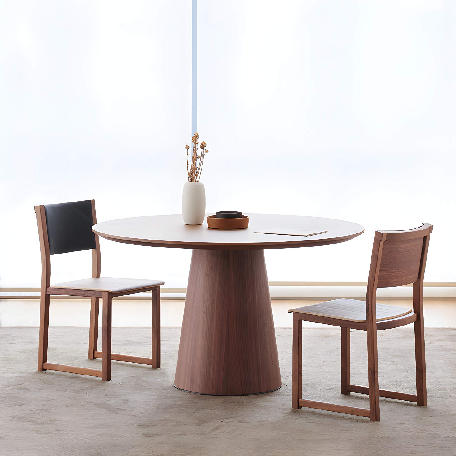 Contemporary Round Dinette Table Solid Wood Pedestal Dining Table - image 3