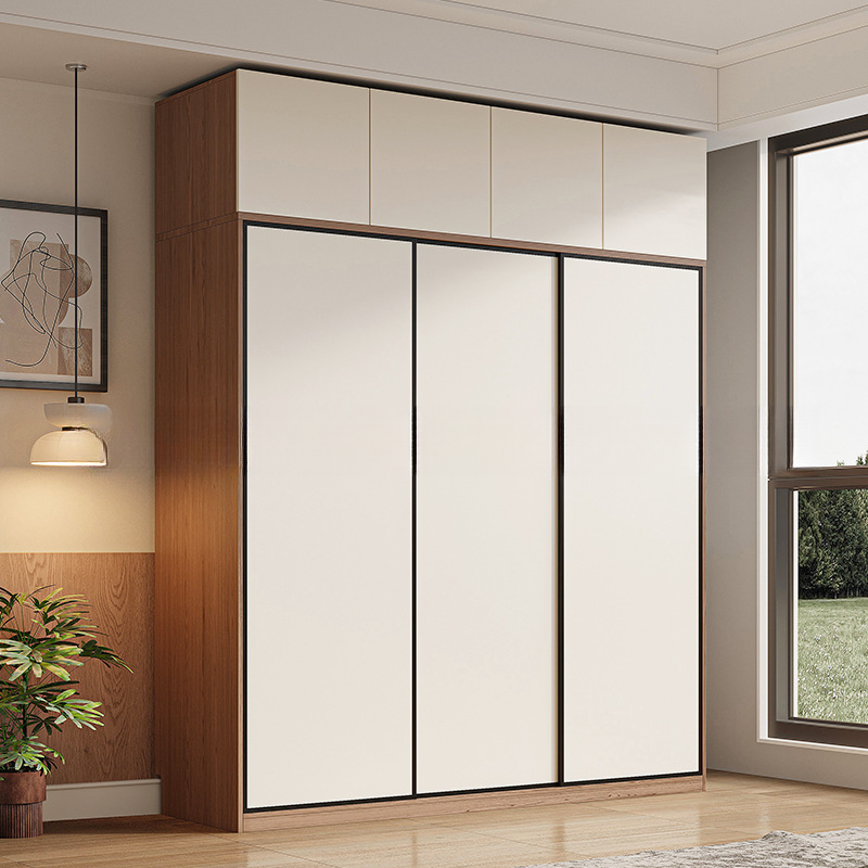 Chalk Minimalist Laminate Cabinet Armoire with Soft Close Drawer, Soft Close Door, Interior Shelves, and Clothing Rod