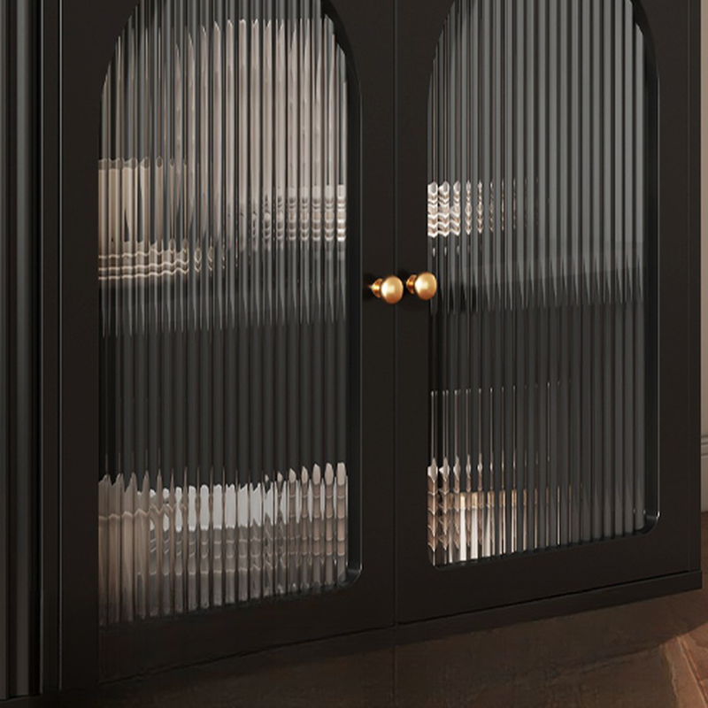 Standard/Narrow Midnight Black Lumber Cupboard 2 Shelves Pantry Hutch Glass-panel Door Sideboard - image 4