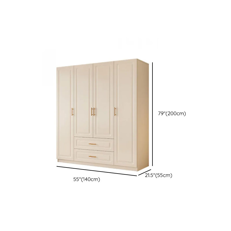 White Minimalist Manufactured Wood Wardrobe Closet with Soft Close Drawer, Soft Close Door, Interior Shelves, and Clothing Rod - image 7