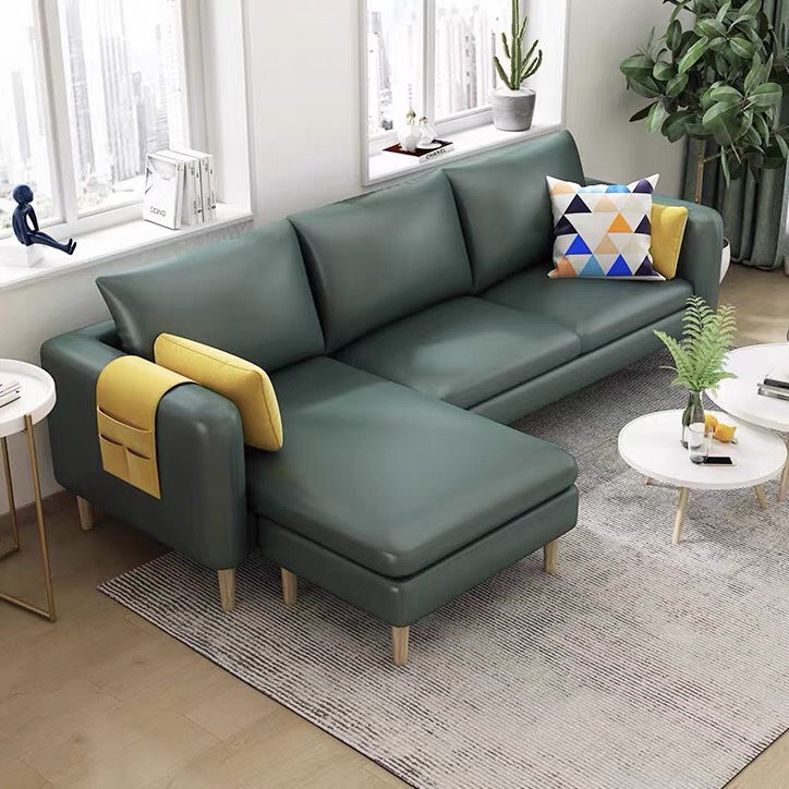 Simple L-Shape Reversible Sponge Cushioned Sofa Recliner 3 Person with Pillow Back & Square Arm - image 6