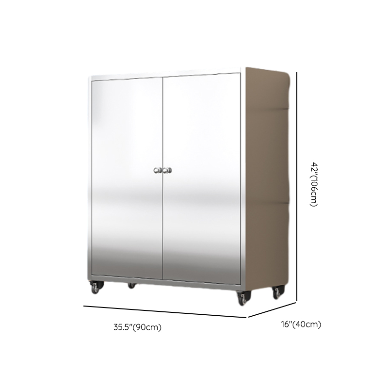 Metallic Sideboard on Roller Wheels with Stainless Steel Countertop - image 25