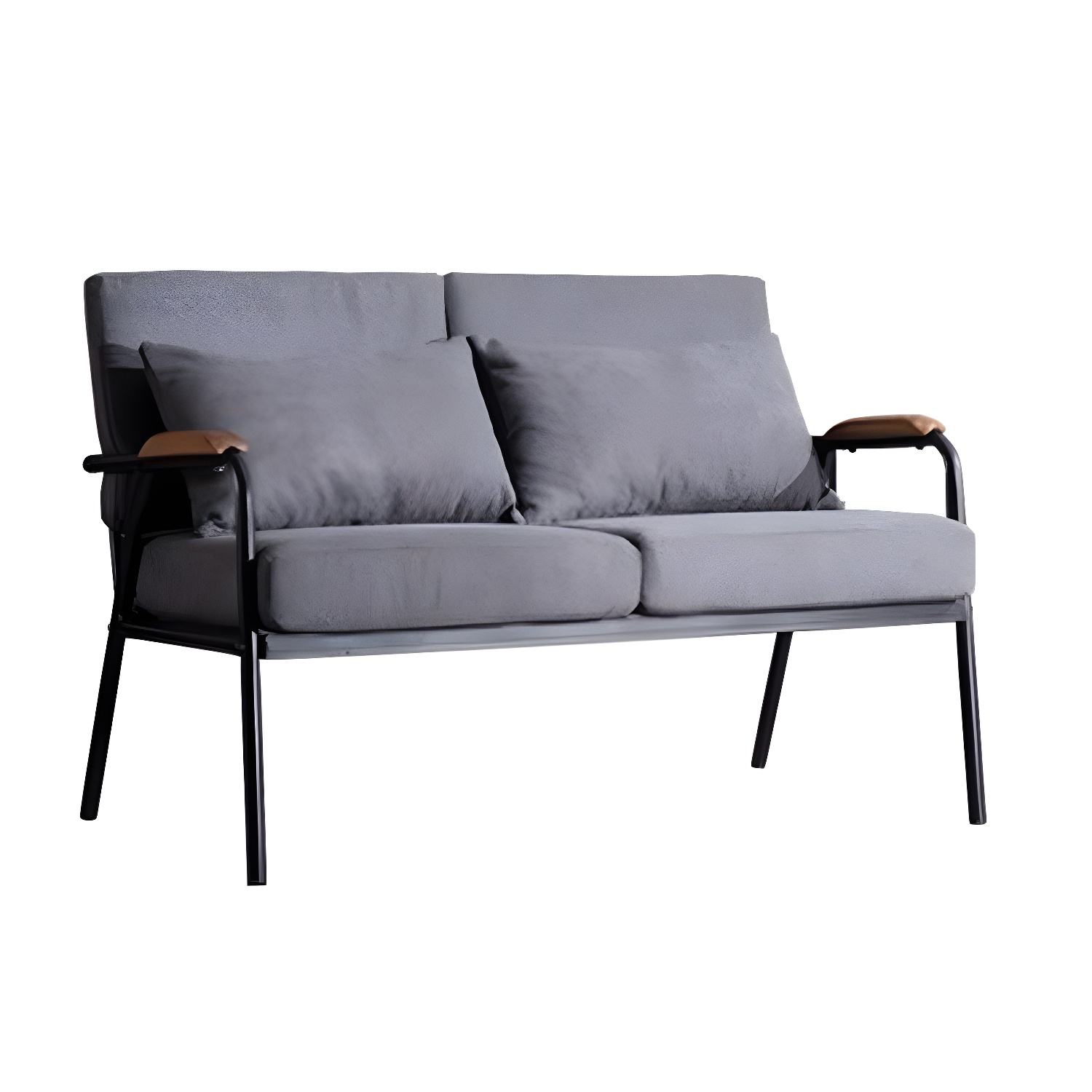 Black Industrial Linen Sofa with Bolster Pillows 29.53"High Square Arm Sofa - image 16