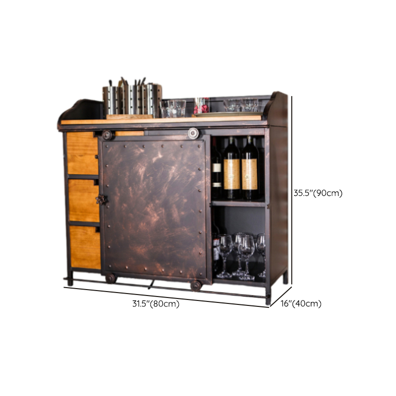 Industrial Metal Sideboard Cabinet with Wood Countertop, 3 Drawers, and Sliding Doors - image 19