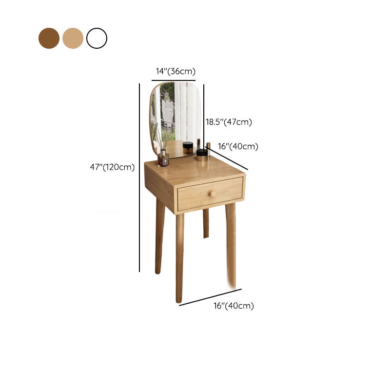 Modish Small/Standard Vanity Set with White/Auburn/Natural Color Chair, 1 Drawer/2 Drawers, Rubberwood Frame, and Standing Mirror - image 14