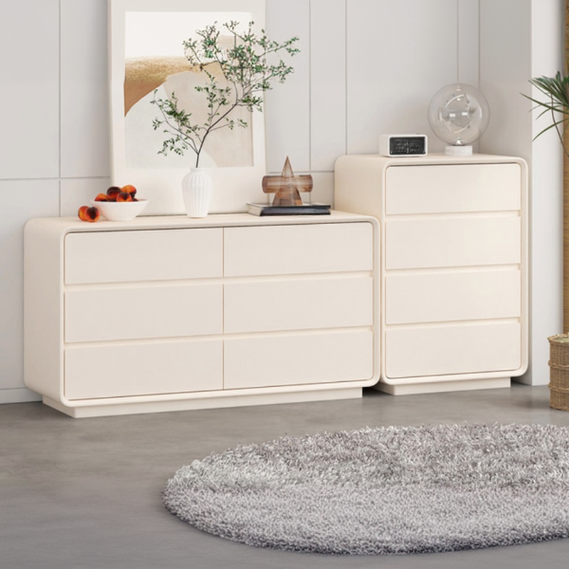 Chalk Minimalist Hardwood Console Dresser with 6 Drawers, Horizontal Orientation - image 4