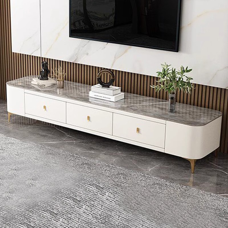 Luxurious Rectangular Glass TV Stand with Storage Drawers, 11.8"W x 15.4"H - image 7