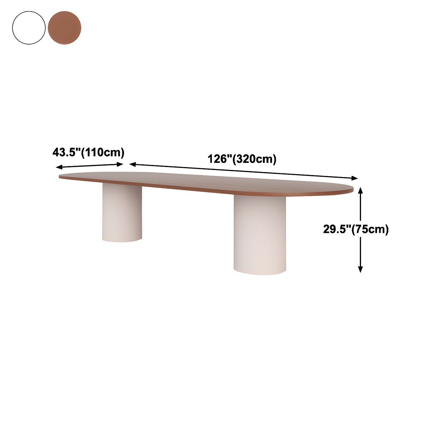 Contemporary Wood Top Oval Dinette Table White Base Dining Table for Living Room - image 16
