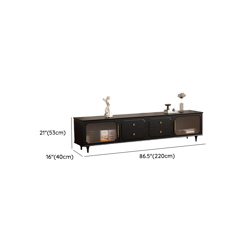 Black Art Deco Wooden TV Stand with Shelf, 4 Drawers, 2 Cabinets, and Cable Management - image 10