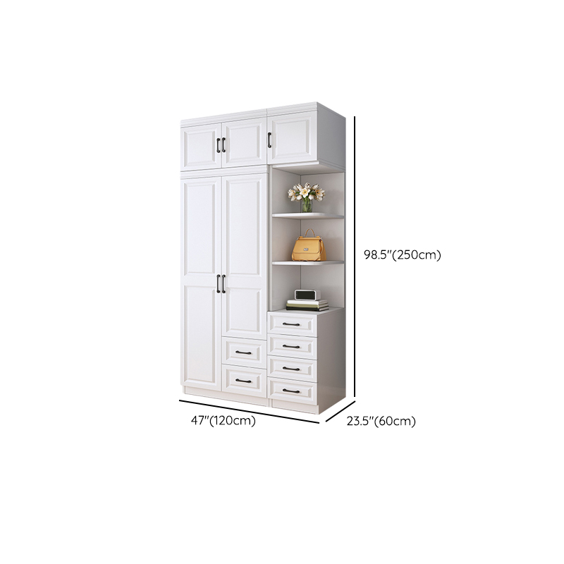 Modern White Wood Wardrobe Armoire with Soft-Close Drawers and Clothing Rod - image 24