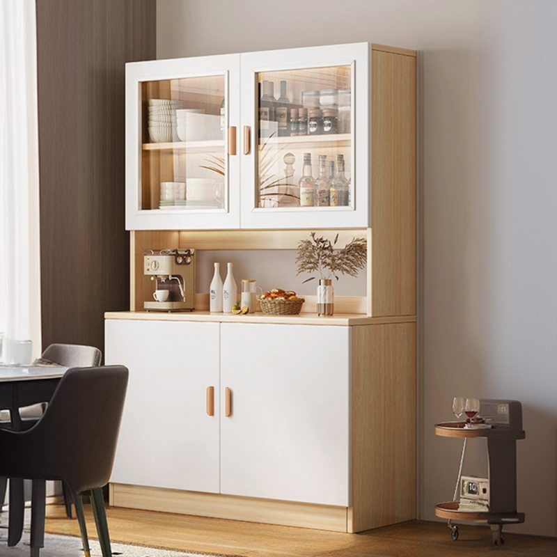 Modish Sideboard/Microwave Shelf Cabinet with Multiple Drawers, Narrow Size, 1 to 3 Shelves, Larder Storage, Timber Countertop, and Various Doors