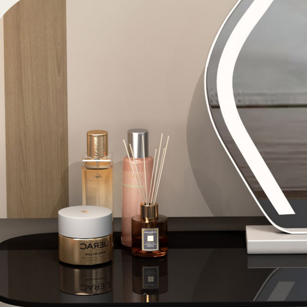 Lighted Mirror Vanity Dressing Table Set with Storage Drawers - image 12