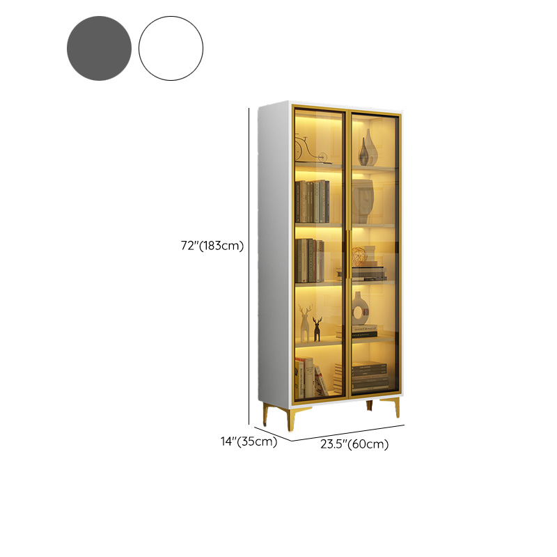 Glam Rectangle Accent Cabinet with Metal Base and Wood Countertop, Glass Doors and Lighting Included - image 15