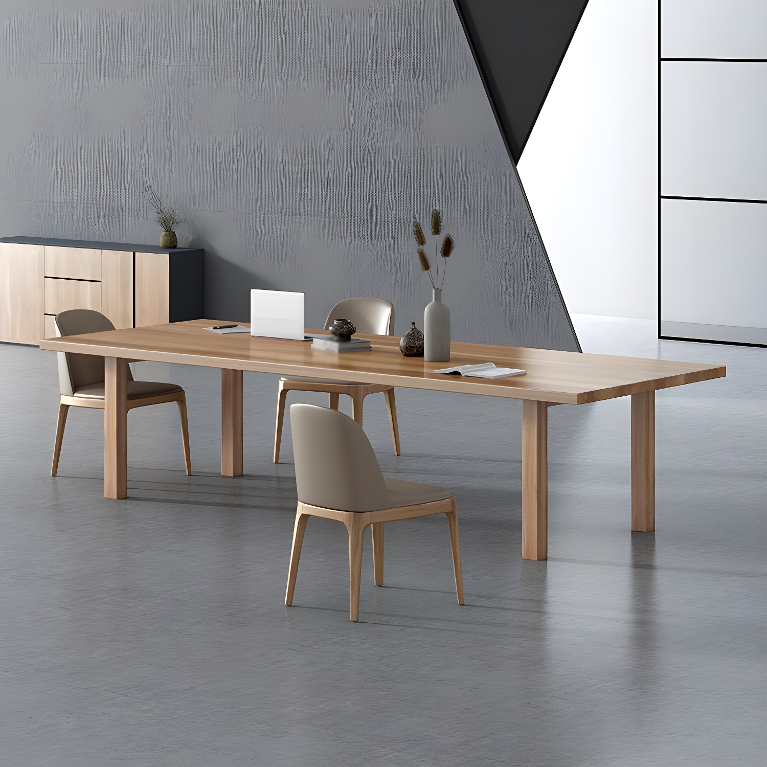Modern Solid Wood Table for Restaurant Rectangle Brown Dining Table with 4 Legs