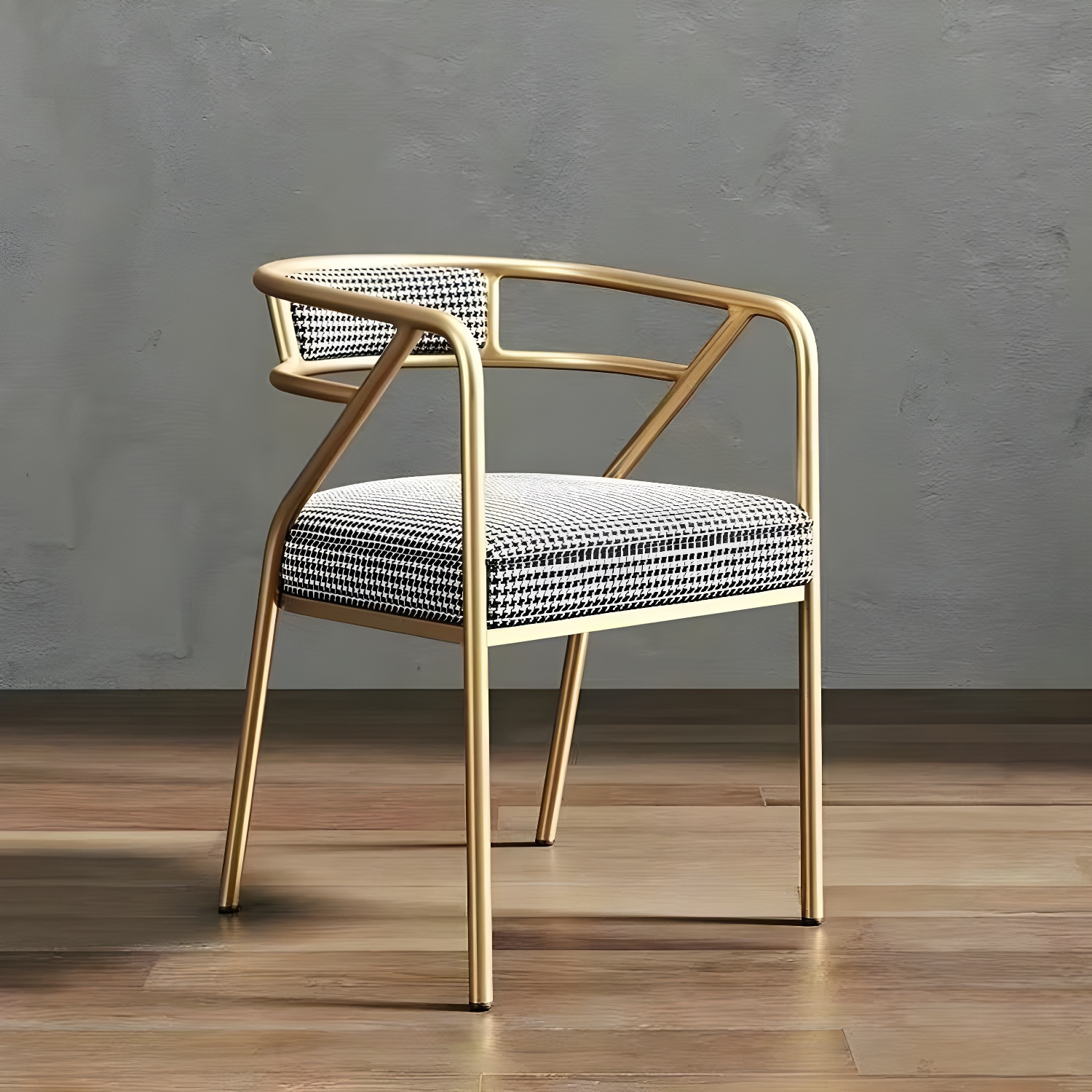 Glam Upholstered Arm Chair with Brass/Gold Legs for Kitchen & Dining - image 3