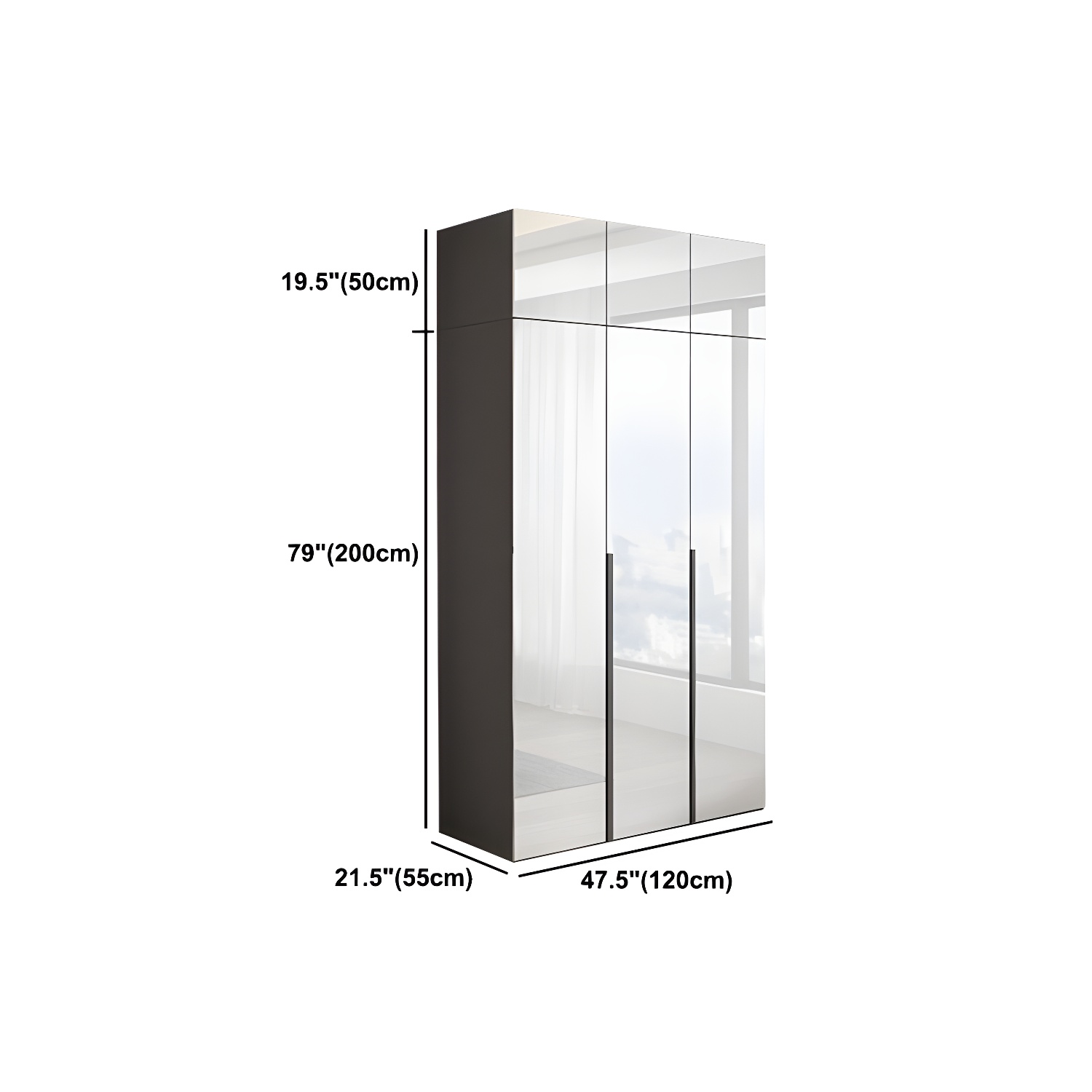 White Mirrored Finish Wardrobe Armoire Engineered Wood Wardrobe Cabinet - image 23