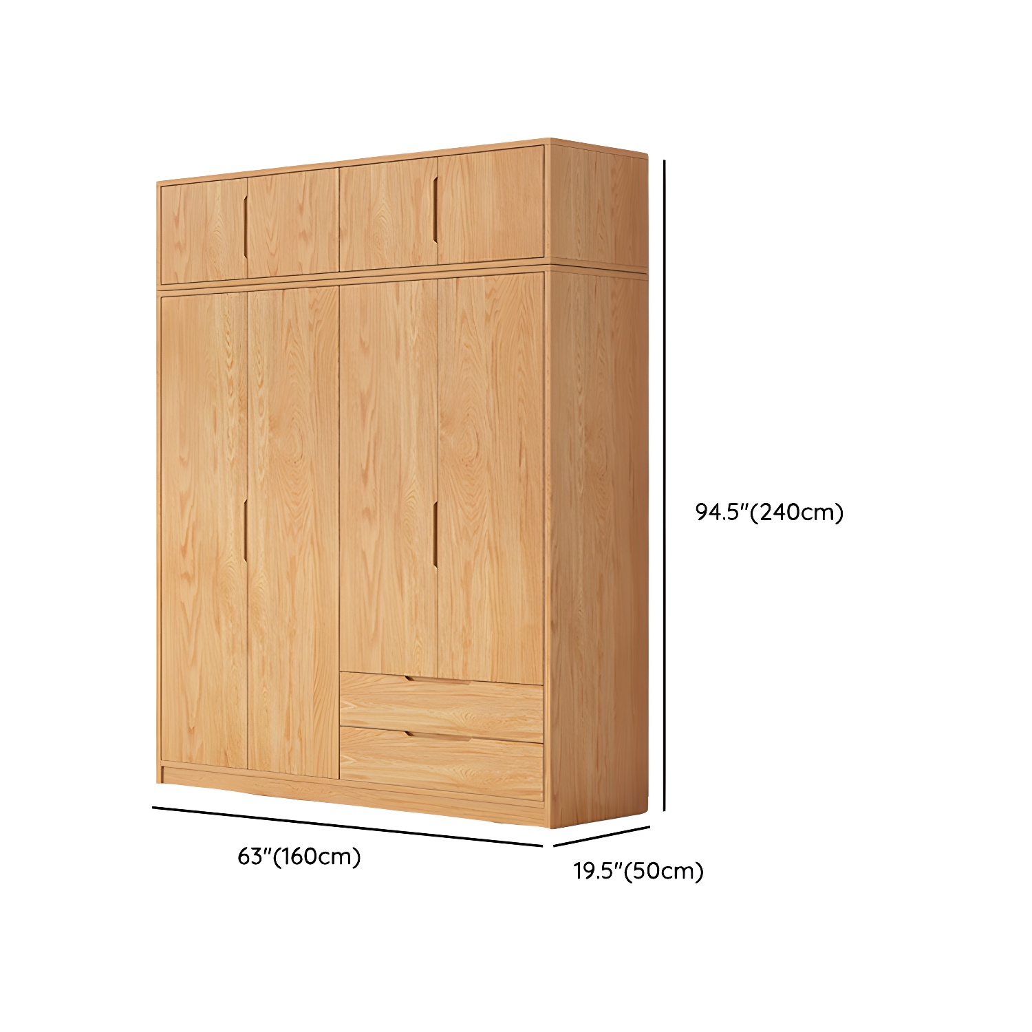 Modern Natural Wood Wardrobe Armoire with Sliding Doors, Drawers, and Shelves - image 120