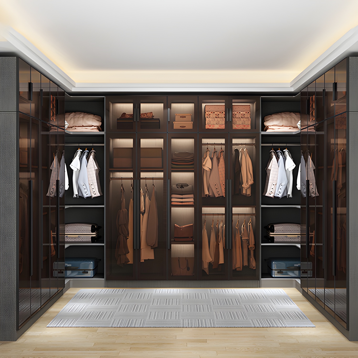 Modern Wardrobe Cabinet Glass and Engineered Wood Wardrobe Closet - image 3