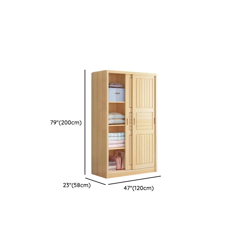 Natural Finish Contemporary Manufactured Wood Wardrobe Closet with Soft Close Door, Interior Shelves, and Clothing Rod - image 10