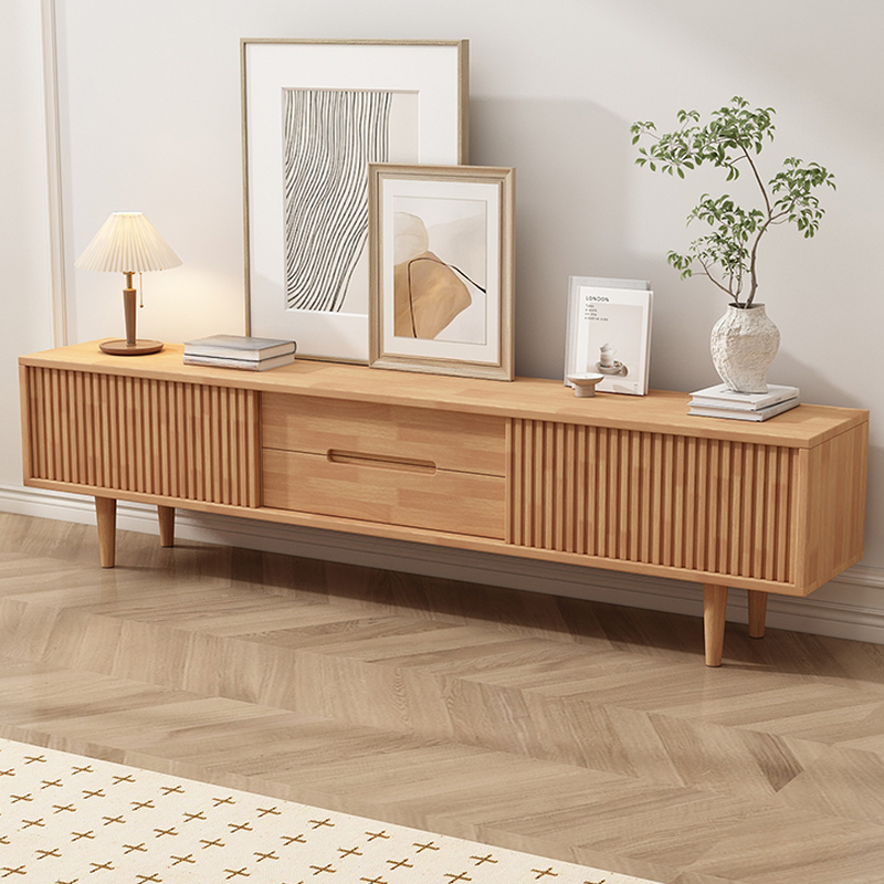 Simplistic Oak Wood TV Stand with 2 Drawers and 2 Cabinets - image 7