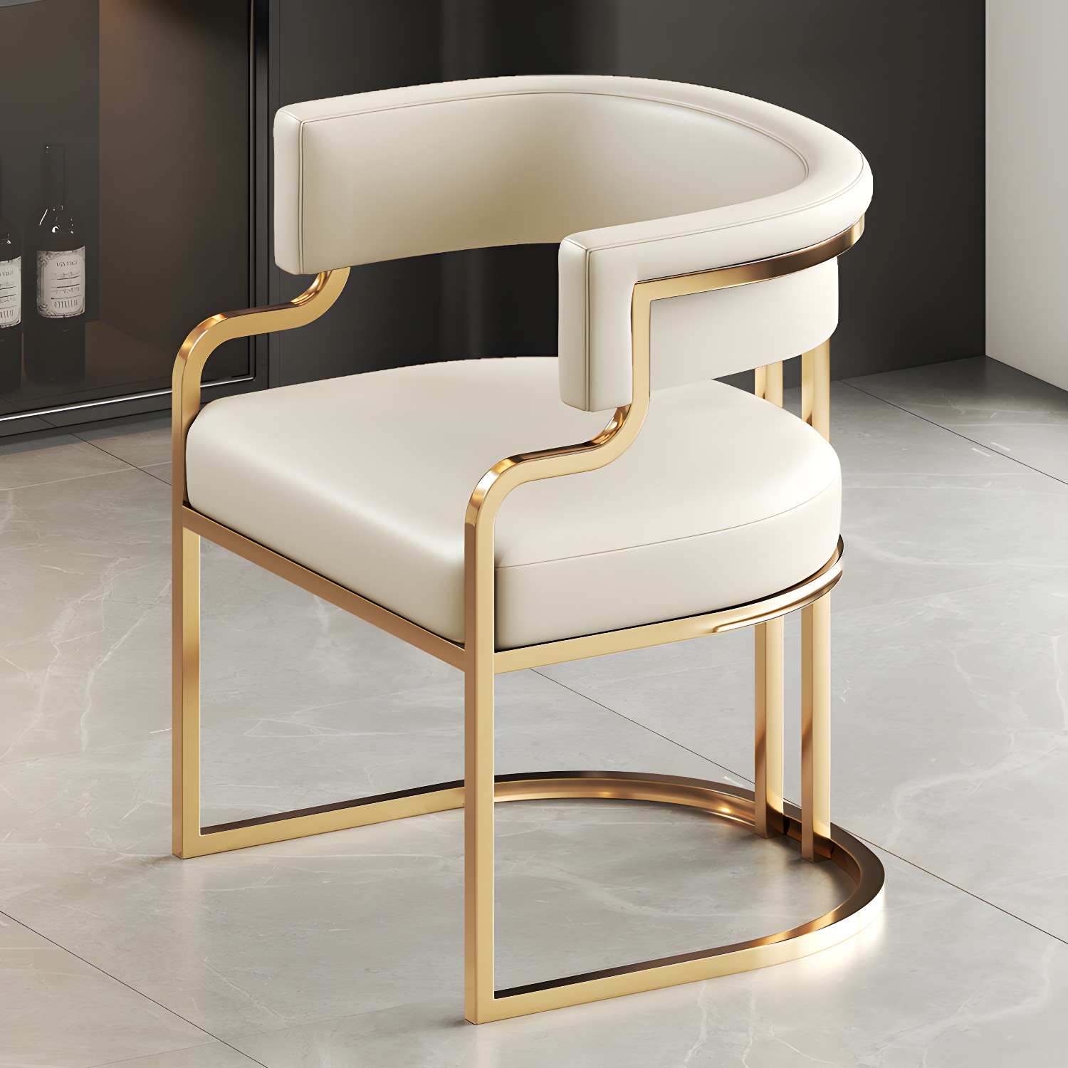 Faux Leather Dining Chairs Glam Style Open Back Armless Chair for Dining Room - image 9