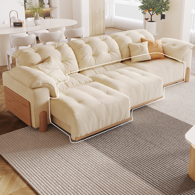 Modish Solid Color Scratch-durable Standard Sofa/Single Sofa in Off-White, Seats 4/2-seater/3 with 2 Pillows