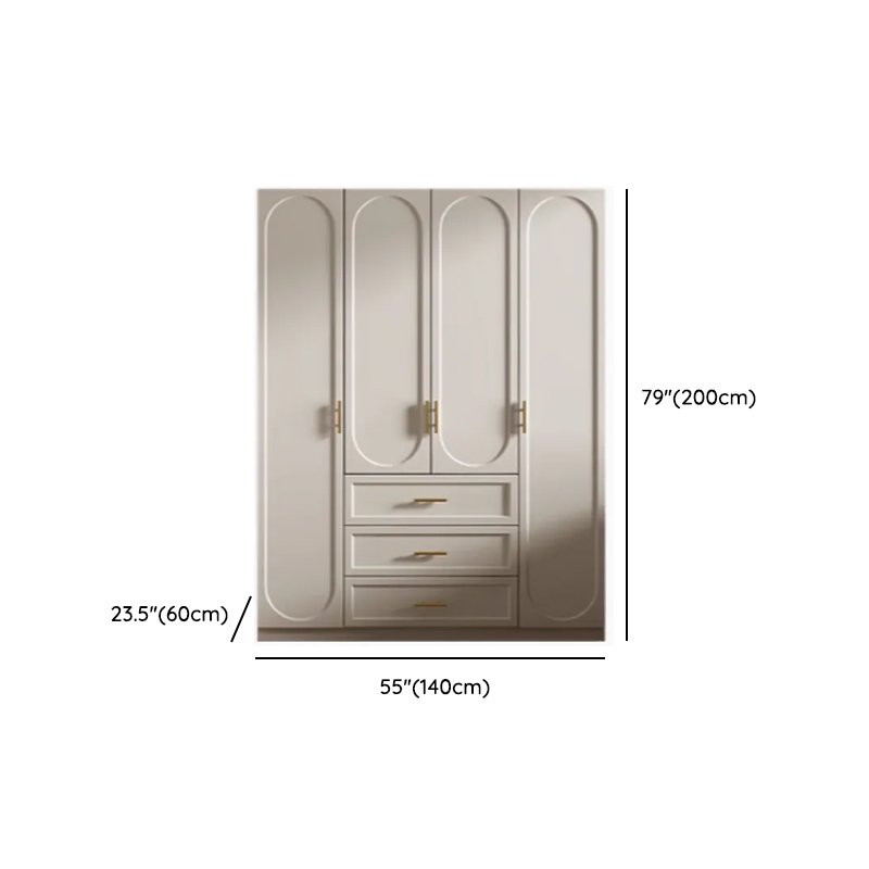 Chalk Simple Lumber Wardrobe Closet with Soft Close Drawer, Soft Close Door, Interior Shelves, and Clothing Rod - image 9