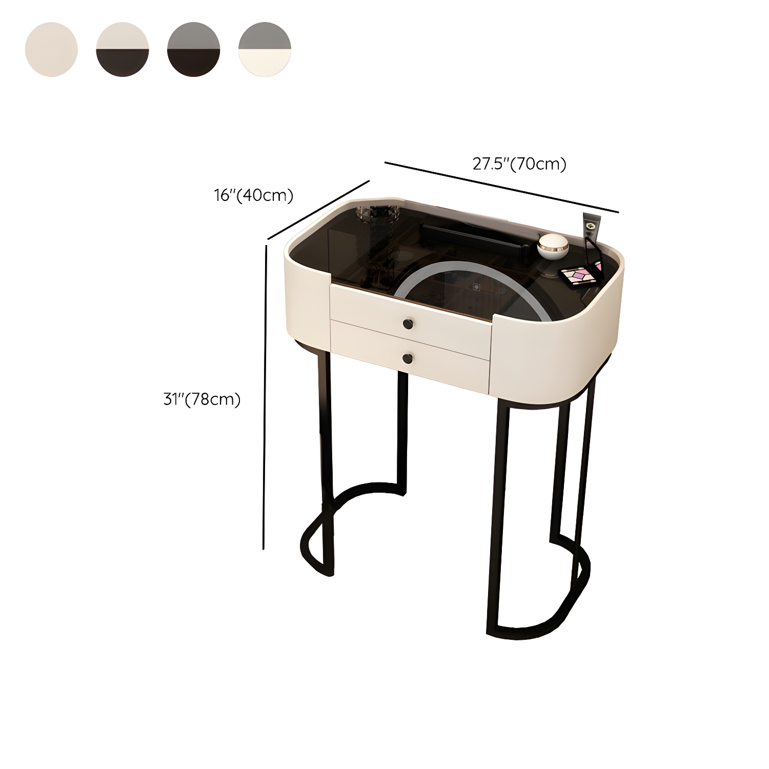 Contemporary Bedroom Makeup Vanity Desk Glass Vanity Dressing Table with Stool - image 17
