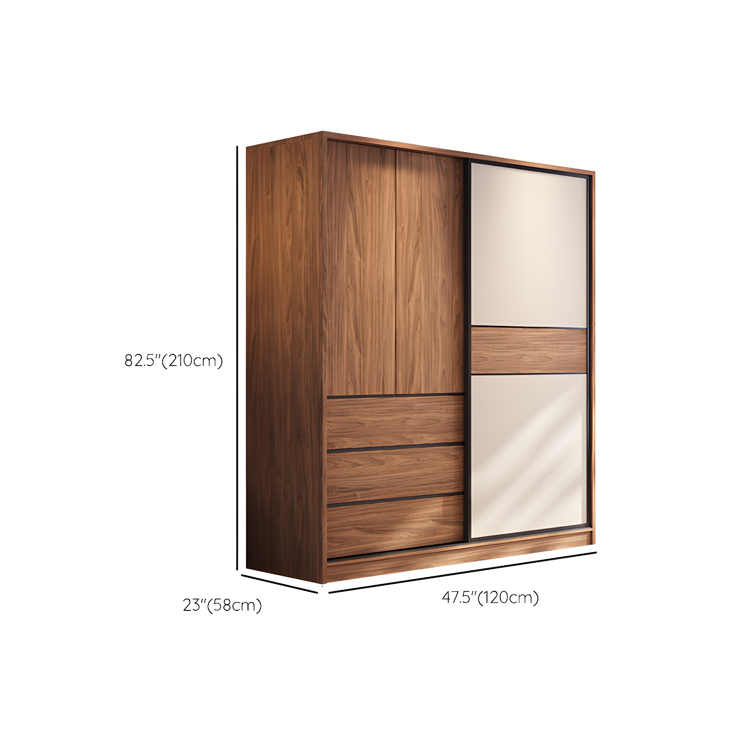 Modern Freestanding Wardrobe Brown Wood Wardrobe Armoire with Drawers - image 11