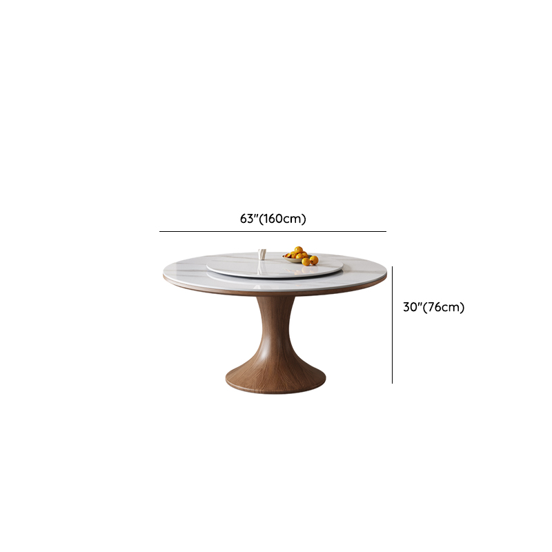 Dining Table Set with Rounded Stump Base, Fixed Table, Padded Chair, Back, 5-piece in White - image 11