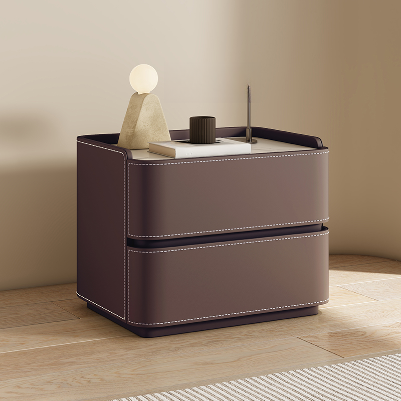 Scandinavian Bedside Cabinet Nightstand with Sintered Stone Countertop - image 2