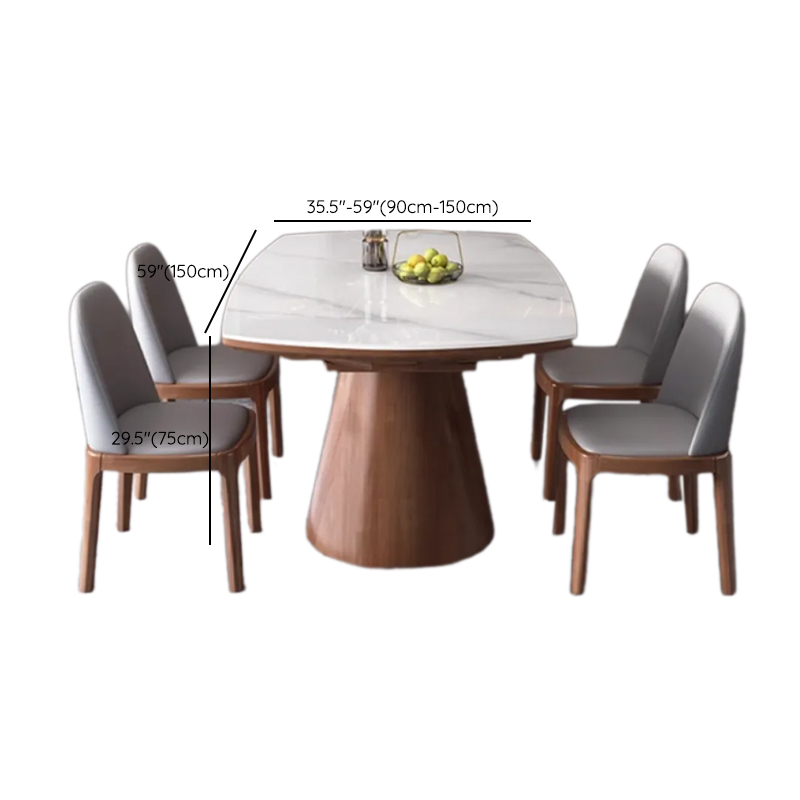 Dining Table Set with Extension Feature and Slate Stone Top, Seats 6/4 People, Variable-sized - image 10