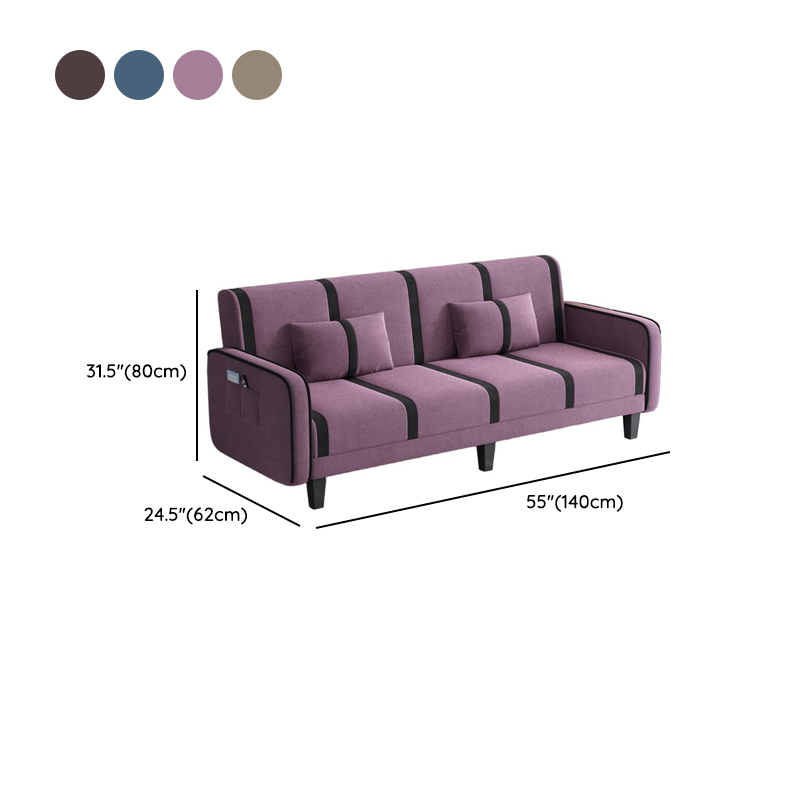 Trendy Solid Color Stain Resistant Standard Sofa/Loveseat in Dark Gray/Cerulean/Light Brown with Arm, Seats 3/2 People, and 2 Pillows - image 19