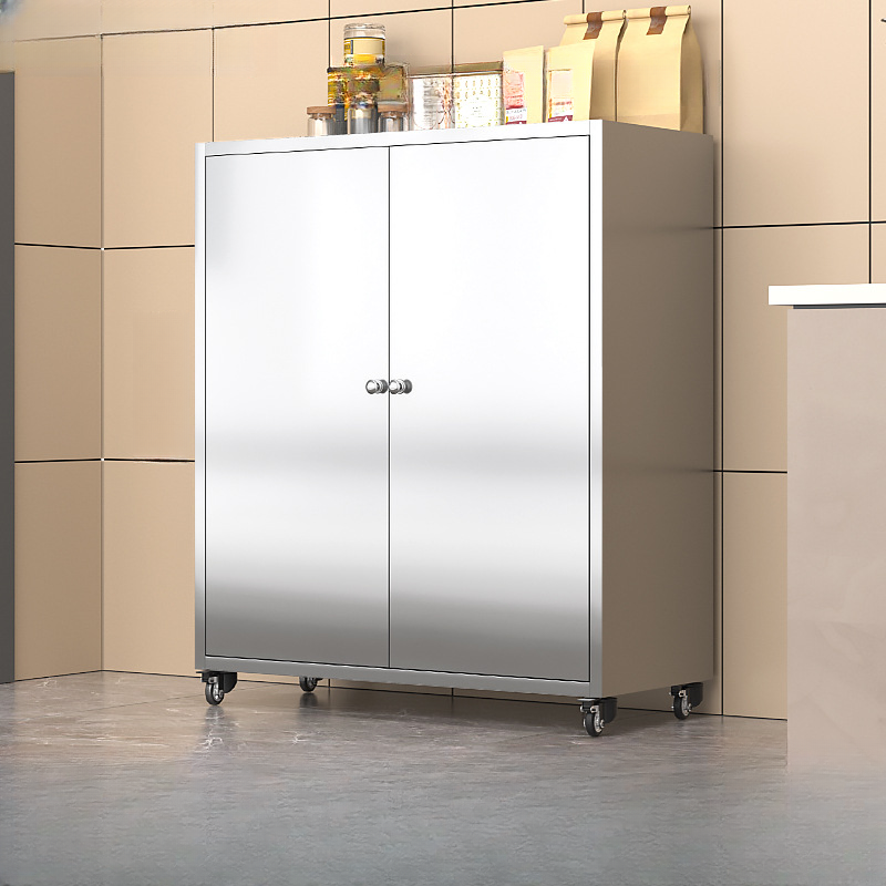 Metallic Sideboard on Roller Wheels with Stainless Steel Countertop - image 10